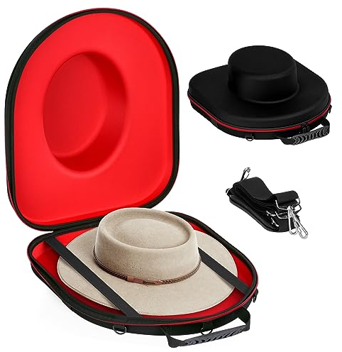 Nisorpa Cowboyhut-Box für Reisen, tragbarer Cowboyhut-Aufbewahrung, Organizer, Hartschale, Cowboyhut-Hülle, schützt bis zu 2 Stetson-Cowboyhüte mit verstellbarem Tragegurt