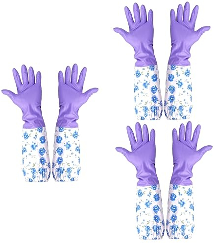 Lurrose 3paires Gants De Nettoyage Pour Aquarium Caoutchouc Imperméables Et Pour Cuisine Et Entretien Domestique