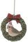 Festliches Rotkehlchen im Kranz, Kunstharz, Weihnachtsdekoration, zum Aufhängen, 7 cm