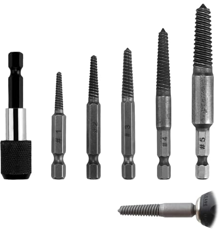 HERKINDNESS Schraubenausdreher-Set, 6 Stück Schraubenausdreher set Profi, Schraubenausdrehwerkzeug, Screw Extractor, mit Magnetischem Bohrerhalter, Schraube Entferner Extraktor Set