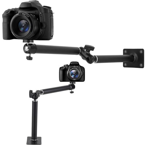 Mippko Articulating Wall Mount Camera Arm with 1/4 inch-20 Threaded Compatible with Digital/Security/Webcam/CCTV POV Camcorder Cameras & Video Light,Adjustable Aluminium Alloy Arm