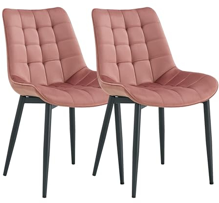 Krok Wood 2X Christian - Esszimmerstuhl, Wohnzimmerstuhl, Bürostuhl, Metallbeine (Rose, 2)