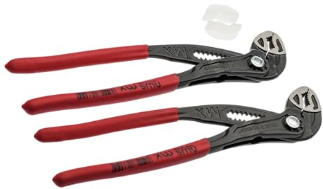 NWS Wasserpumpenzangen-Set | 2x Maxi MX 250 mm mit 50 mm Spannweite + 2x Kunststoffbacken | Ergonomischer Griff | Optimale Kraftübertragung, Greifkapazität 40% über DIN ISO | Art. Nr. 783