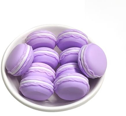 XCSJ 10 Pcs Macarons Finti Macaron Realistiche Falso Macarons Finto Modello Mini Macarons Artificiali Cibo per Decorazione da Forno, Accessori Fotografici, Decorazioni per Feste, 2.5 * 1.3cm (Viola)