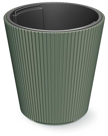 HappyFlower Blumentopf Modell Nr. PRX003 Größe 30 cm Pflanzkübel aus Kunststoff inkl. Einsatz, Runde Form, Übertöpf (Grüne Kiefer, ⌀ 29,9 cm, H 31,1 cm)