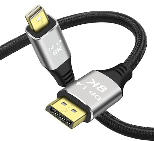 MEIRIYFA Mini DisplayPort to DisplayPort Cable 8K, Bi-Directional DP to Mini DP 1.4 Cable 8K@60Hz, 4K@144Hz HDR for Gaming Laptop, Monitor - 2M
