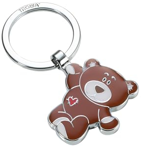 TROIKA Schlüsselanhänger Teddybär mit Herz – BRUNO – Emaille, Metallguss – braun, silberfarben Original