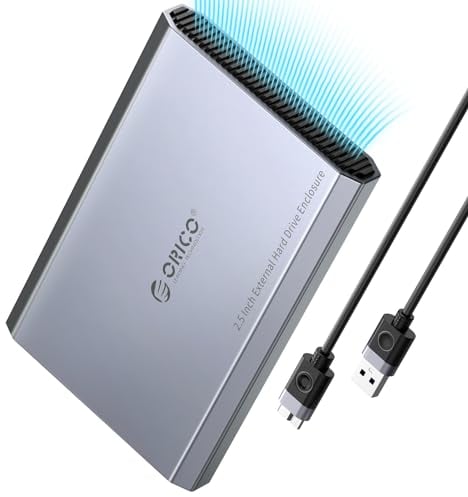 ORICO Alluminio Case HDD 2.5 SATA USB 3.0, 5Gbps Case Hard Disk per HDD e SSD SATA da 2.5 pollici 6TB, Cavo USB, Supporto UASP & TRIM (DD25U3)