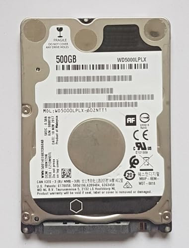 Disco duro SATA WD5000LPLX-60ZNTT1 de 500 GB, 7200 rpm, 32 MB HDD de 2,5 pulgadas