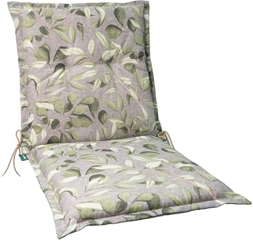 Dehner Niederlehnerpolster Piemonte, Stuhlkissen wasserabweisend, Polster für Gartenstühle, ca. 50 x 52 x 50 cm, Baumwolle / Polyester / Viskose, taupe / grün