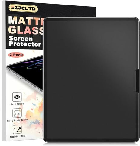 SZJCLTD [2 PACK Matte Glass Screen Protector for NEW iPad Pro 13 inch 2024, Anti-Glare/Anti-Fingerprint/9H Tempered Glass/Easy Installation/Support Face ID&Apple Pencil