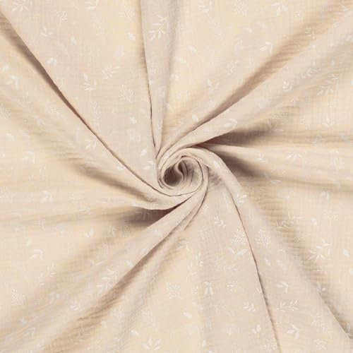 Musselin-Stoff Little Flower ab 0,5m Oeko-Tex Double Gauze Windeltuch Mulltuch, Farbe:151 - vanille