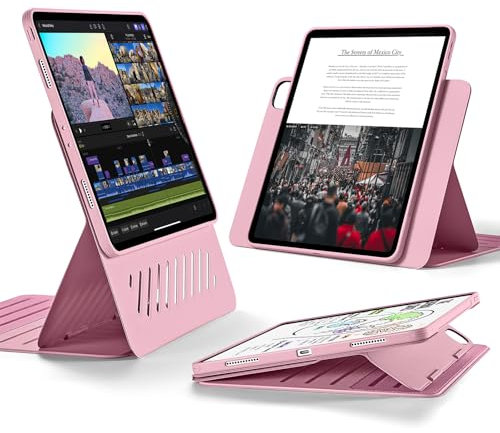 ESR für iPad Pro 12.9 Hülle 2022/2021, iPad Pro 12,9 Zoll Case, abnehmbare magnetische Abdeckung, Verstellbarer Hoch-/Querformatständer mit erhöhter Displayansicht, 9 Standwinkel, Shift-Serie, Rosa