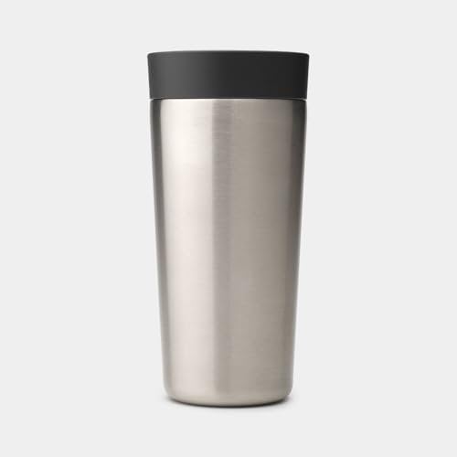 Brabantia - Make & Take Mug de voyage Light Grey (0.36L) étanche & Isotherme avec Couvercle Smart Click. Garde les Boissons Chaudes pendant 6 Heures & Froides pendant 8 Heures.