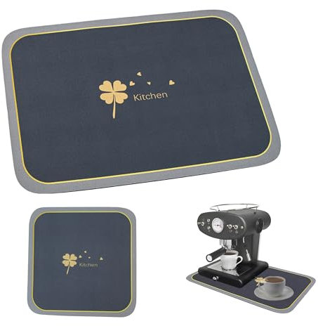 momgyaamz Tapis Machine à Café, Tapis Cafetière Séchage, Tapis Cafetière en Caoutchoucséchage Rapide， Accessoires Barista，Convient Aux Bars Cuisine + 1 Dessous Verre（30x20cm）
