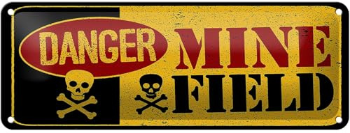 Femer Blechschild Hinweis 27x10cm Achtung Danger Mine Field Minenfeld