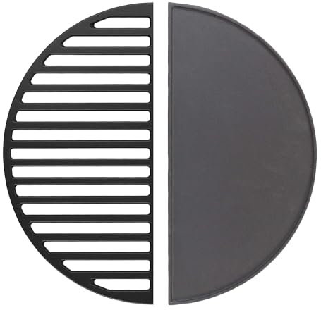 Wiltec Gusseisen Grillrost und Grillplatte, Gussrost für Grill mit guter Hitzespeicherung, Grillgitter für typische Grillstreifen, Grillzubehör für BBQ