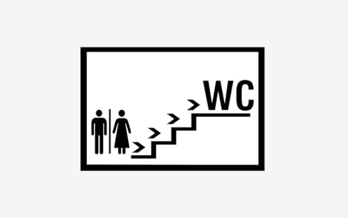 Schild WC Treppe hoch 20 x 30cm hergestellt aus • PVC Hartschaum Weiß • Aluverbund 3mm • 100% Made in Germany (Aluverbund 3mm, Material:)