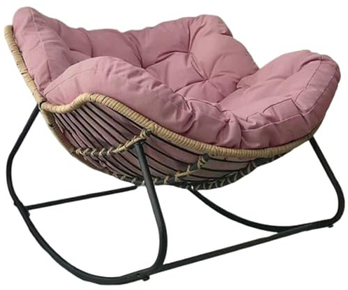 JingNian Ergonomischer Indoor & Outdoor Schaukelstuhl, Bequemer Relaxsessel Mit Gepolstertem Sitzkissen, Wetterbeständiger Loungesessel Für Terrasse, Hof, Garten(Pink,S)