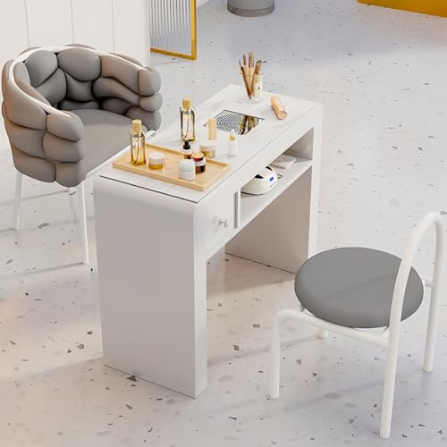 Professioneller Nageltisch mit Absaugung & versteckten Steckdosen – Maniküre Tisch mit verstärkter Steinplatte, stabilen Beinen & staubfreier Arbeitsfläche für Nagelstudio und Home Beauty