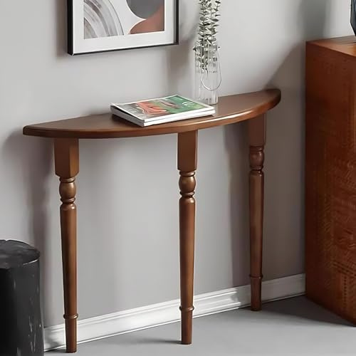 DQSPDBD Table console demi-lune en bois massif – Table d'entrée étroite en demi-cercle pour salon, couloir, foyer