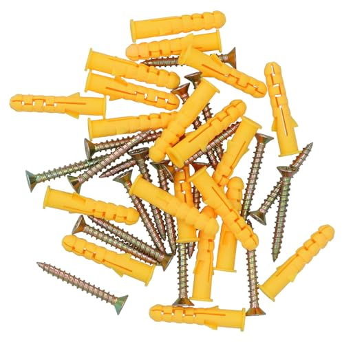 5 x 40mm Countersunk Screws and Wall Raw Plugs for Wood Concrete Brick 40pc