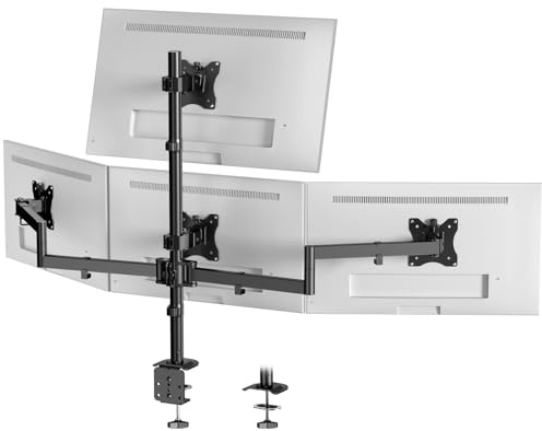 Soportes para 4 Monitores 17-27, Soporte de Escritorio Ajustable para Pantallas LCD LED, Configuración Vertical, Capacidad Máxima 10 kg por Brazo, VESA 75/100, Negro