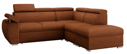 Mirjan24 Ecksofa Boston 2RR1P, Eckcouch mit Schlaffunktion und 2 Bettkästen, Polsterecke mit Einstellbare Kopfstützen, L-Sofa, Wohnlandschaft (Flow 09, Seite: Rechts - 2R+R+1P(65)+PP)