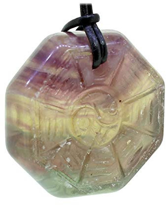 Budawi® - Feng Shui Fluorit Anhänger Kettenanhänger Yin Yang Symbol mit Lederband