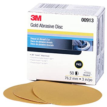 3M Hookit Gold Disc 216U, 00913, 3 in, P400 Grade, 50 Discs, Automotive Abrasive Discs