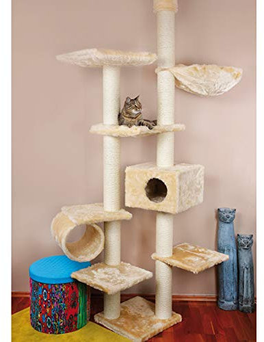 CLEVERCAT Decken Kratzbaum Jana, besonders robust, 11,5 cm Dicke Kratzsäulen, Made in Germany