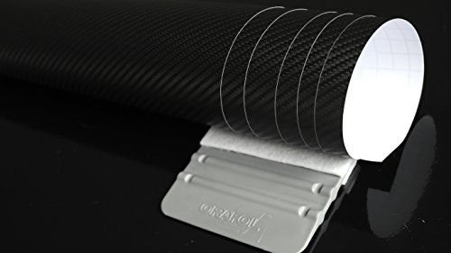 Könighaus (5,26/m2) Schwarz 3D Carbon Autofolie 700 x 152 cm mit Luftkanälen + Gratis Rakel inkl. Anleitung