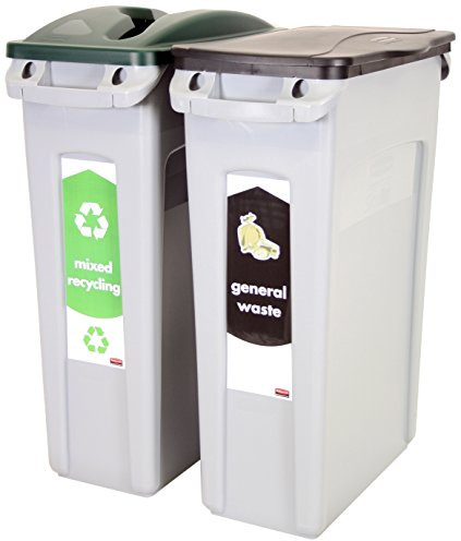 Rubbermaid Commercial Products 1876489 Recycling Starter Pack Two Stream Slim Jim Starter, Pack 2 Piece Starter Pack
