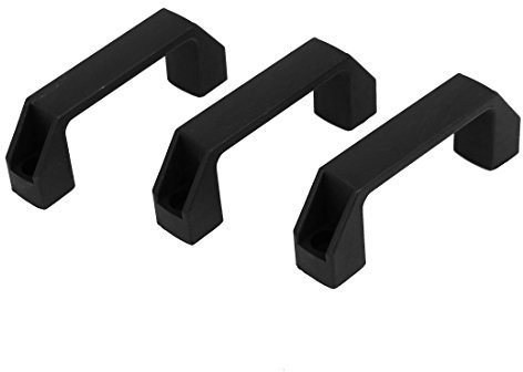 Sourcingmap Cabinet Cupboard Gate Door 110mm Length Plastic Pull Handles Black 3pcs