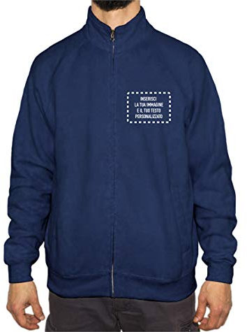 Grafiche Pilia Industria Grafica Felpa Jacket Zip - Personalizzabile Fronte e Retro con Tuo Testo e Immagini - Uomo (L, Blu Notte)