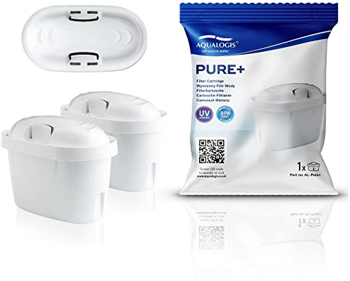 Aqualogis Pure+ Water Filter Cartridge Compatible with Maxtra & Maxtra+ Plus Aluna, Style, Elemaris, Marella, Fun Jug, Pitcher (2 Pack)