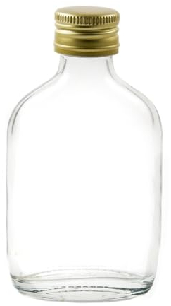 Wares of Knutsford 50 X Small Glass Flask Bottles (50ml) with Gold Screw Top Lids - Wedding Favours