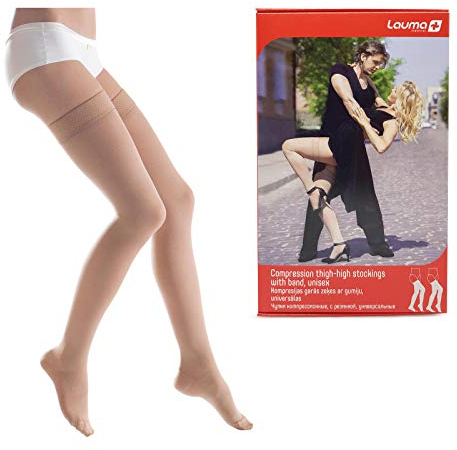 Lauma Medical 23-32 mmHg Kompressionsstrümpfe Klasse 2 mit geschlossener Spitze, Krampfadern, häufige Schwellungen in den Beinen, Schmerzen in Waden und Füßen (Beige, L-Größe, Kurz)