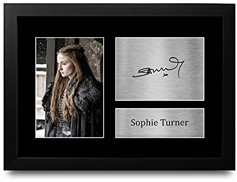 HWC Trading FR Sophie Turner Game of Thrones Sansa Stark Gifts Printed Signed Autograph Picture for TV Memorabilia Fans - A4 Framed
