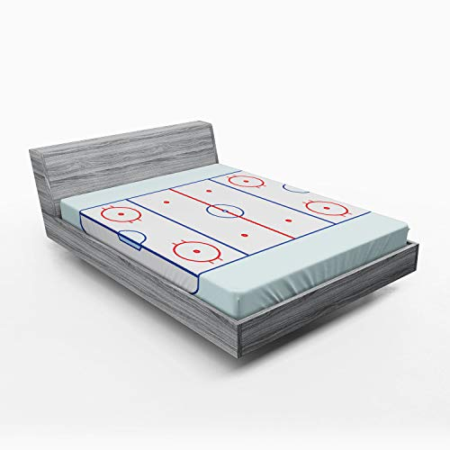 ABAKUHAUS Eishockey Spannbetttuch, Grafik-Feld Kontur, Soft Dekorativer Stoff Bettwäsche Rund-um Elastischer Gummizug, 140 x 200 cm, Hellblau Blau