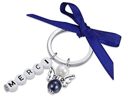 Lot de 15 porte-clés avec pochette en organza - Cadeau de remerciement pour les invités lors de mariages, de baptêmes, à Noël, un anniversaire, une communion, remerciement, etc.