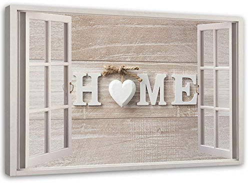 Feeby Leinwand Bilder - Fensterblick Natur- 90x60 cm- Deko Wohnzimmer - Wandbilder Schlafzimmer - Deko Aesthetic - Wand Deko - Leinwand Groß - Deko Zimmer - Leinwandbilder XXL