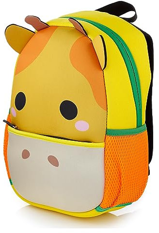 Puckator Adoramals Giraffen-Kinderrucksack, Neopren, für Schule, Büro, Zuhause, Reißverschluss und kleine Vordertasche, verstellbare Träger, mehrfarbig, Höhe 31 cm, Breite 22 cm, Tiefe 10 cm