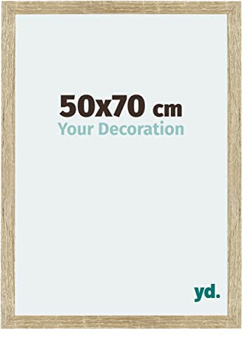 yd. Your Decoration - Cadre 50x70 cm - Cadres Photo en MDF Avec Verre acrylique - Anti-Reflet - Chêne Sonoma - Cadre Decoration Murale - Mura