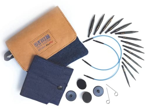 KnitPro - KnitPro Interchangeable Needle Set Mini Wood Indigo - 1 Set,Blue/Fold,3,00 mm - 6,00 mm