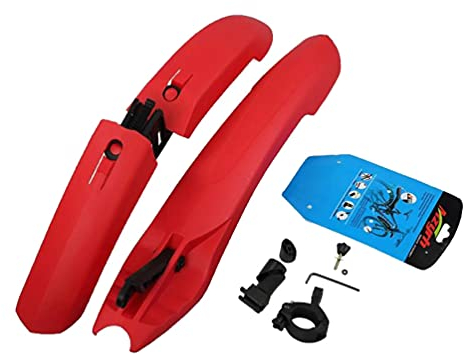 OttoBen Fahrrad Kotflügel Set, Weich Gummi Mountainbike Schutzblech, Schutz vor Wasser und Schmutz, Schnellverschluss Spritzschutz Vorne und Hinten für MTB Bike Cycle 26, 29 Zoll Rot