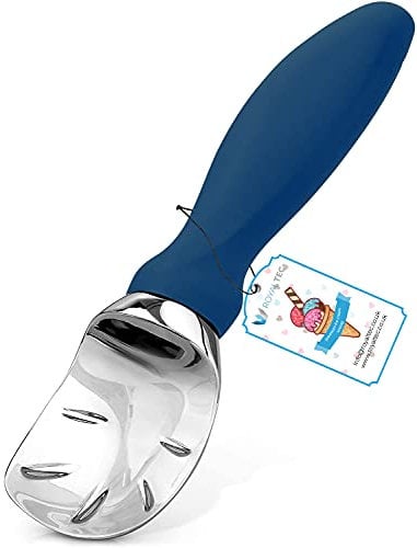 ROYALTEC Heavy Duty Ice Cream Scoop – Zinc Alloy, Ergonomic Handle, Rustproof & Dishwasher Safe – Cuts Through Hard Ice Cream with Ease (Dark Blue)