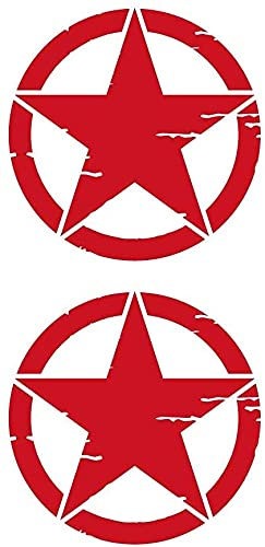 Set di 2 adesivi Stella Militare vintage distrutta US Army 4x4 fuoristrada varie misure e colori (Rosso, 4 cm)