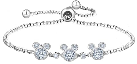 baobei Micky Maus Armbänder für sie, Kristallarmbänder, Sterling Silber Armbänder, Zirkonia Minnie Maus Armbänder, verstellbare Infinity Armbänder Geschenk für Frauen Mädchen, Freundschaft
