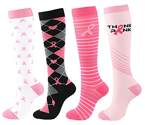 SSDH 4 Paires Chaussettes de Contention pour Femmes et Homme 20-30 mmHg, Bas de Contention, Chaussette de Compression pour le sport, la course, le cyclisme. (L/XL, 01)